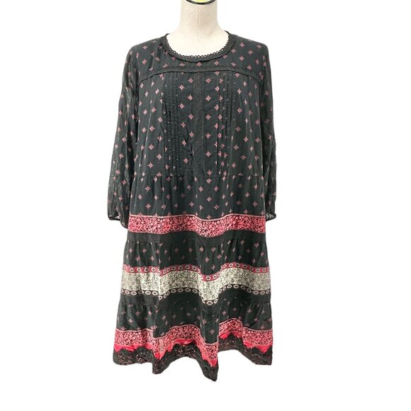 J. Jill Womens Shift Dress Womens XL Black and Red Printed Long Sleeve Pullover - Picture 1 of 11
